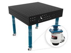 Banco per saldatura con ruote SteelEco GPPH 1x1mt spessore 8mm, fori 16mm griglia 50x50mm