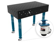 Banco per saldatura con ruote SteelEco GPPH 1x0,6mt spessore 8mm, fori 16mm griglia 100x100mm
