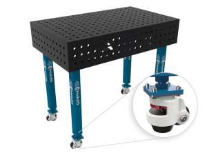 Banco per saldatura con ruote SteelEco GPPH 1x0,6mt spessore 8mm, fori 16mm griglia 50x50mm