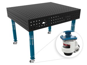Banco per saldatura con ruote SteelEco GPPH 1,2x1mt spessore 8mm, fori 16mm griglia 50x50mm