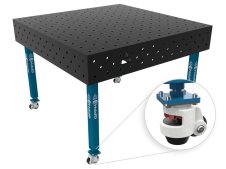 Banco per saldatura con ruote SteelEco GPPH 1,2x1,2mt spessore 8mm, fori 16mm griglia 100x100mm