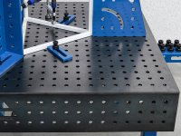 Banco per saldatura con ruote SteelEco GPPH 1,2x1,2mt spessore 8mm, fori 16mm griglia 50x50mm