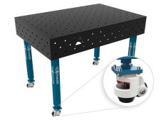 Banco per saldatura con ruote SteelEco GPPH 1,2x0,8mt spessore 8mm, fori 16mm griglia 100x100mm