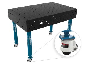 Banco per saldatura con ruote SteelEco GPPH 1,2x0,8mt spessore 8mm, fori 16mm griglia 100x100mm