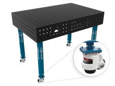 Banco per saldatura con ruote SteelEco GPPH 1,2x0,8mt spessore 8mm, fori 16mm griglia 50x50mm