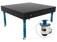 Banco per saldatura con ruote SteelEco GPPH 1,5x1,48mt spessore 8mm, fori 16mm griglia 100x100mm
