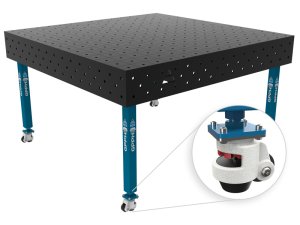 Banco per saldatura con ruote SteelEco GPPH 1,5x1,48mt spessore 8mm, fori 16mm griglia 100x100mm