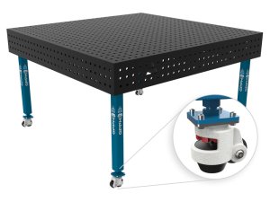 Banco per saldatura con ruote SteelEco GPPH 1,5x1,48mt spessore 8mm, fori 16mm griglia 50x50mm