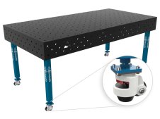 Banco per saldatura con ruote SteelEco GPPH 2x1mt spessore 8mm, fori 16mm griglia 100x100mm