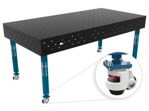 Banco per saldatura con ruote SteelEco GPPH 2x1mt spessore 8mm, fori 16mm griglia 100x100mm
