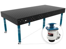 Banco per saldatura con ruote SteelEco GPPH 2,4x1,2mt spessore 8mm, fori 16mm griglia 100x100mm
