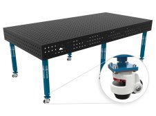 Banco per saldatura con ruote SteelEco GPPH 2,4x1,2mt spessore 8mm, fori 16mm griglia 50x50mm