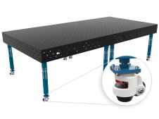 Banco per saldatura con ruote SteelEco GPPH 3x1,48mt spessore 8mm, fori 16mm griglia 100x100mm