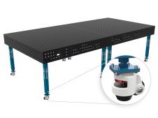 Banco per saldatura con ruote SteelEco GPPH 3x1,48mt spessore 8mm, fori 16mm griglia 50x50mm