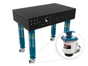Banco per saldatura con ruote SteelPlus GPPH 1x0,8mt spessore 12mm, fori 16mm griglia 50x50mm