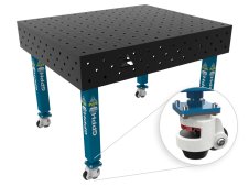 Banco per saldatura con ruote SteelPlus GPPH 1,2x1mt spessore 12mm, fori 16mm griglia 100x100mm