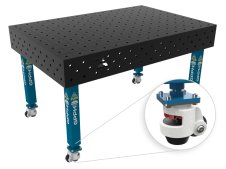 Banco per saldatura con ruote SteelPlus GPPH 1,5x1mt spessore 12mm, fori 16mm griglia 100x100mm