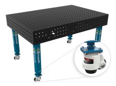 Banco per saldatura con ruote SteelPlus GPPH 1,5x1mt spessore 12mm, fori 16mm griglia 50x50mm