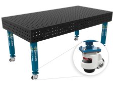 Banco per saldatura con ruote SteelPlus GPPH 2x1mt spessore 12mm, fori 16mm griglia 50x50mm