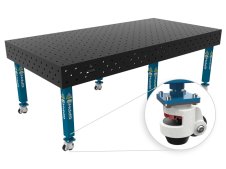 Banco per saldatura con ruote SteelPlus GPPH 2,4x1,2mt spessore 12mm, fori 16mm griglia 100x100mm