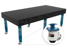 Banco per saldatura con ruote SteelPlus GPPH 2,4x1,2mt spessore 12mm, fori 16mm griglia 50x50mm