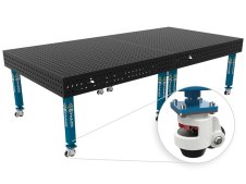 Banco per saldatura con ruote SteelPlus GPPH 3x1,48mt spessore 12mm, fori 16mm griglia 50x50mm