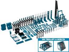 Accessori di serraggio 134 pezzi per tavoli saldatura SteelExpert GPPH, fori 28mm con trolley