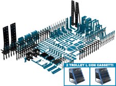 Accessori di serraggio 252 pezzi per tavoli saldatura SteelExpert GPPH, fori 28mm con 2 trolley L