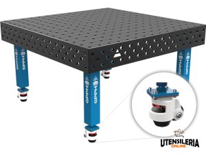 Banco per saldatura con ruote SteelMax GPPH in acciaio rinforzato 1,5x1,48mt fori 28mm