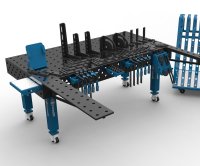 Banco per saldatura con ruote SteelMax GPPH in acciaio rinforzato 2x1mt fori 28mm