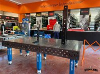 Banco per saldatura con ruote SteelMax GPPH in acciaio rinforzato 3x1,48mt fori 28mm