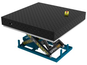 Banco per saldatura SteelEco idraulico GPPH 1,5x1,48mt spessore 8mm, fori 16mm su griglia diagonale