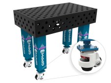 Banco per saldatura con ruote SteelExpert GPPH 1x0,6mt spessore 25mm, fori 28mm griglia diagonale