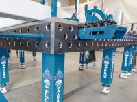 Banco per saldatura con ruote SteelExpert GPPH 1,2x1mt spessore 25mm, fori 28mm griglia diagonale