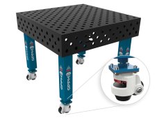 Banco per saldatura con ruote SteelMax GPPH 1x1mt spessore 15mm, fori 28mm griglia diagonale