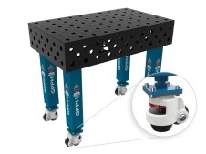 Banco per saldatura con ruote SteelMax GPPH 1x0,6mt spessore 15mm, fori 28mm griglia 100x100mm