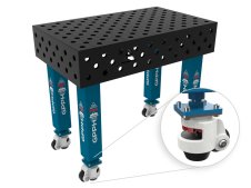 Banco per saldatura con ruote SteelMax GPPH 1x0,6mt spessore 15mm, fori 28mm griglia diagonale