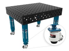 Banco per saldatura con ruote SteelMax GPPH 1,2x1mt spessore 15mm, fori 28mm griglia 100x100mm