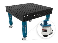 Banco per saldatura con ruote SteelMax GPPH 1,2x1,2mt spessore 15mm, fori 28mm griglia diagonale