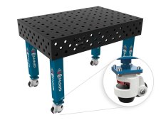 Banco per saldatura con ruote SteelMax GPPH 1,2x0,8mt spessore 15mm, fori 28mm griglia 100x100mm