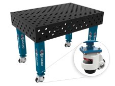 Banco per saldatura con ruote SteelMax GPPH 1,2x0,8mt spessore 15mm, fori 28mm griglia diagonale