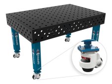 Banco per saldatura con ruote SteelMax GPPH 1,5x1mt spessore 15mm, fori 28mm griglia 100x100mm