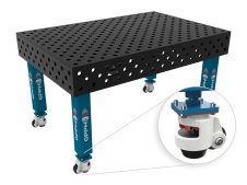 Banco per saldatura con ruote SteelMax GPPH 1,5x1mt spessore 15mm, fori 28mm griglia diagonale