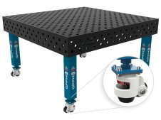 Banco per saldatura con ruote SteelMax GPPH 1,5x1,48mt spessore 15mm, fori 28mm griglia diagonale