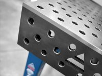 Banco per saldatura con ruote SteelMax GPPH 2x1mt spessore 15mm, fori 28mm griglia diagonale