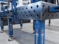 Banco per saldatura con ruote SteelMax GPPH 2x1mt spessore 15mm, fori 28mm griglia diagonale