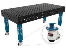 Banco per saldatura con ruote SteelMax GPPH 2x1mt spessore 15mm, fori 28mm griglia diagonale