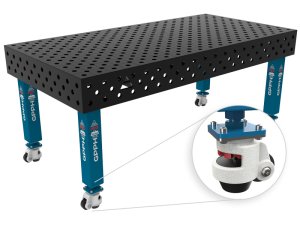 Banco per saldatura con ruote SteelMax GPPH 2x1mt spessore 15mm, fori 28mm griglia diagonale