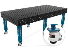 Banco per saldatura con ruote SteelMax GPPH 2,4x1,2mt spessore 15mm, fori 28mm griglia diagonale
