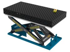 Banco per saldatura SteelMax idraulico GPPH 2x1mt spessore 15mm, fori 28mm griglia diagonale